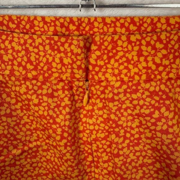 J. Crew Mini Skirt Orange Print Back Zipper Stretch Comfort Size 10 - Picture 5 of 9